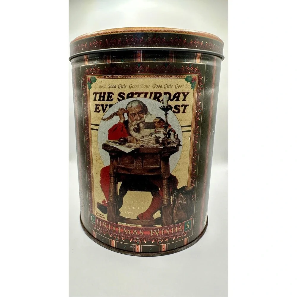 Vintage style‎ Norman Rockwell Saturday Evening Post Christmas Santa Tin